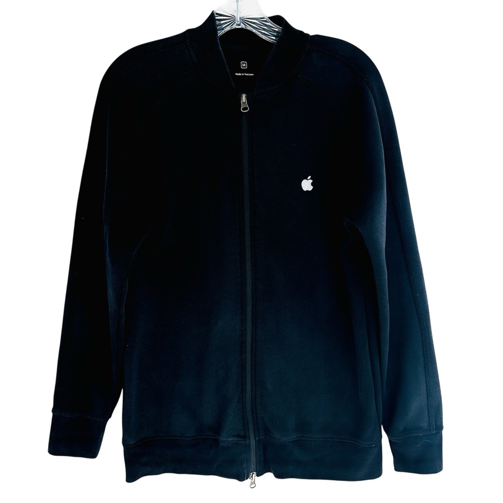 Unisex Apple store Employee Full Zip Black Cotton Blend Bomber Jacket Size M
